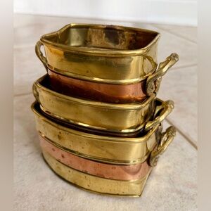 Vintage Brass & Copper Nesting Planters Set of 3 | Patina, Handcrafted in India